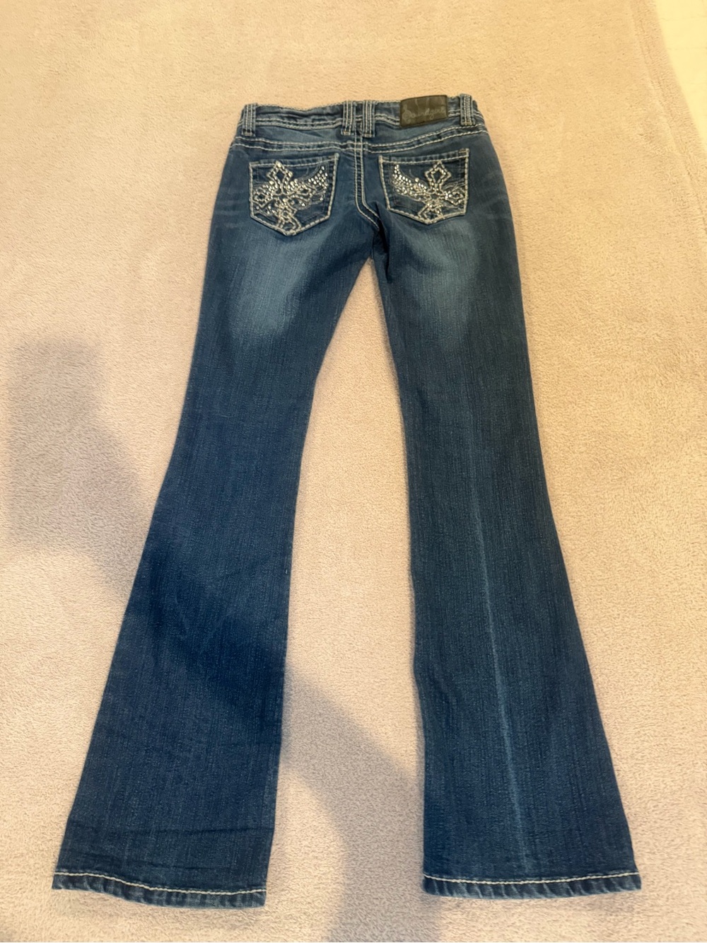 Soundgirl Dark Blue Flare Jeans with Embellished Back Pockets